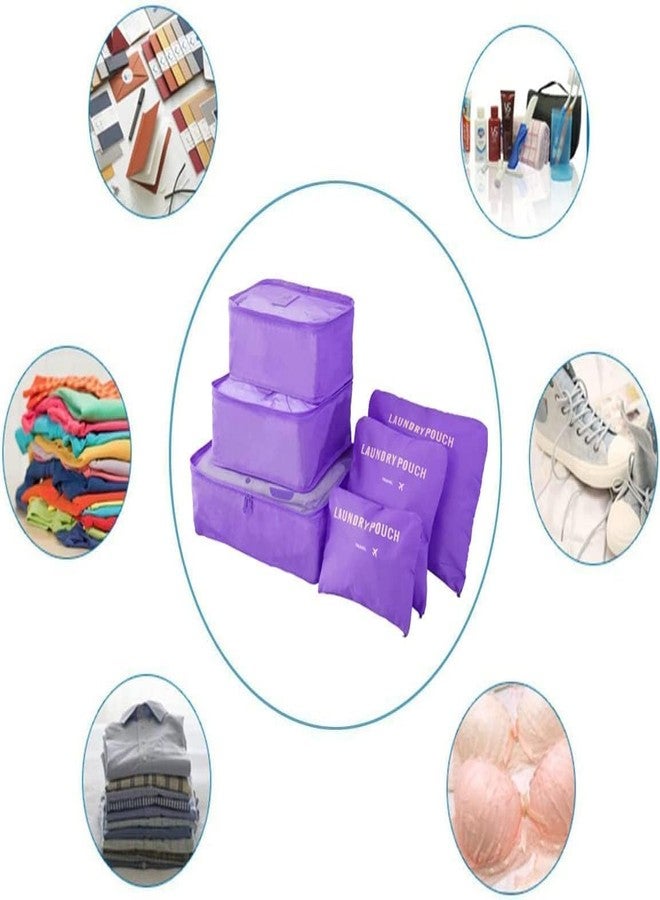 TAGUDA 7 pc / 6 pc Travel Oraganizer Sapace Saver Bag for Men and Women, Clothes packing cubes for travel (6 pouch-PURPLE) - Image 2